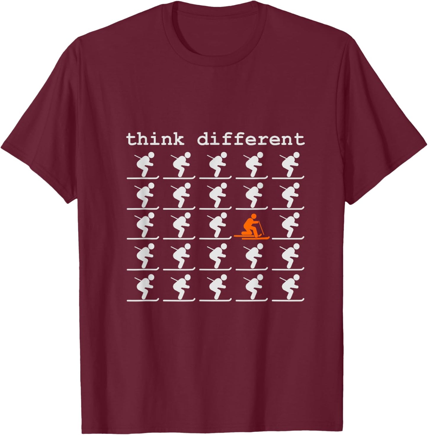 Telemark Skiing Free your Heel - Think Different Ski T-Shirt - T-Shirt | Maroon