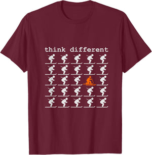 Telemark Skiing Free your Heel - Think Different Ski T-Shirt - T-Shirt | Maroon
