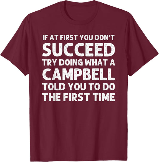 CAMPBELL Funny Surname Family Tree Birthday Reunion Idea T-Shirt - T-Shirt | Maroon