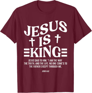 Christian Lovers Jesus Is King Jesus Faith Jesus Is King T-Shirt - T-Shirt | Maroon