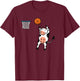 Basketball Cow Cute Farm Animal Ball Sports T-Shirt - T-Shirt | Maroon