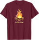 Campfire Pun, LOG ON, Camping T-Shirt - T-Shirt | Maroon