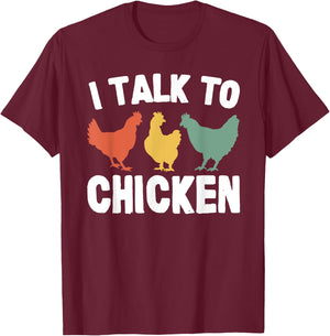 Joyouse Clothing I Talk To Chicken Funny Vintage Black T-Shirt - T-Shirt | Maroon