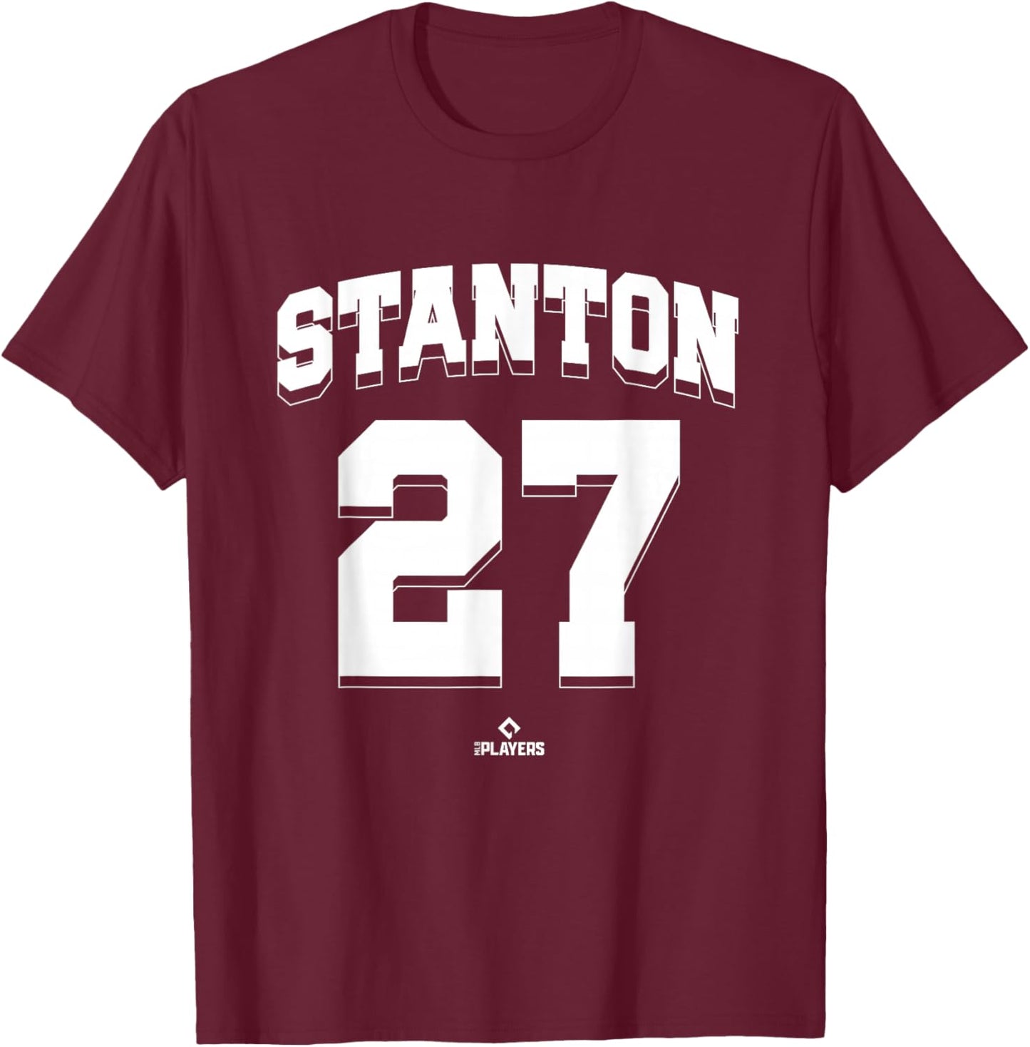 Giancarlo Stanton 27 New York MLBPA T-Shirt - T-Shirt | Maroon
