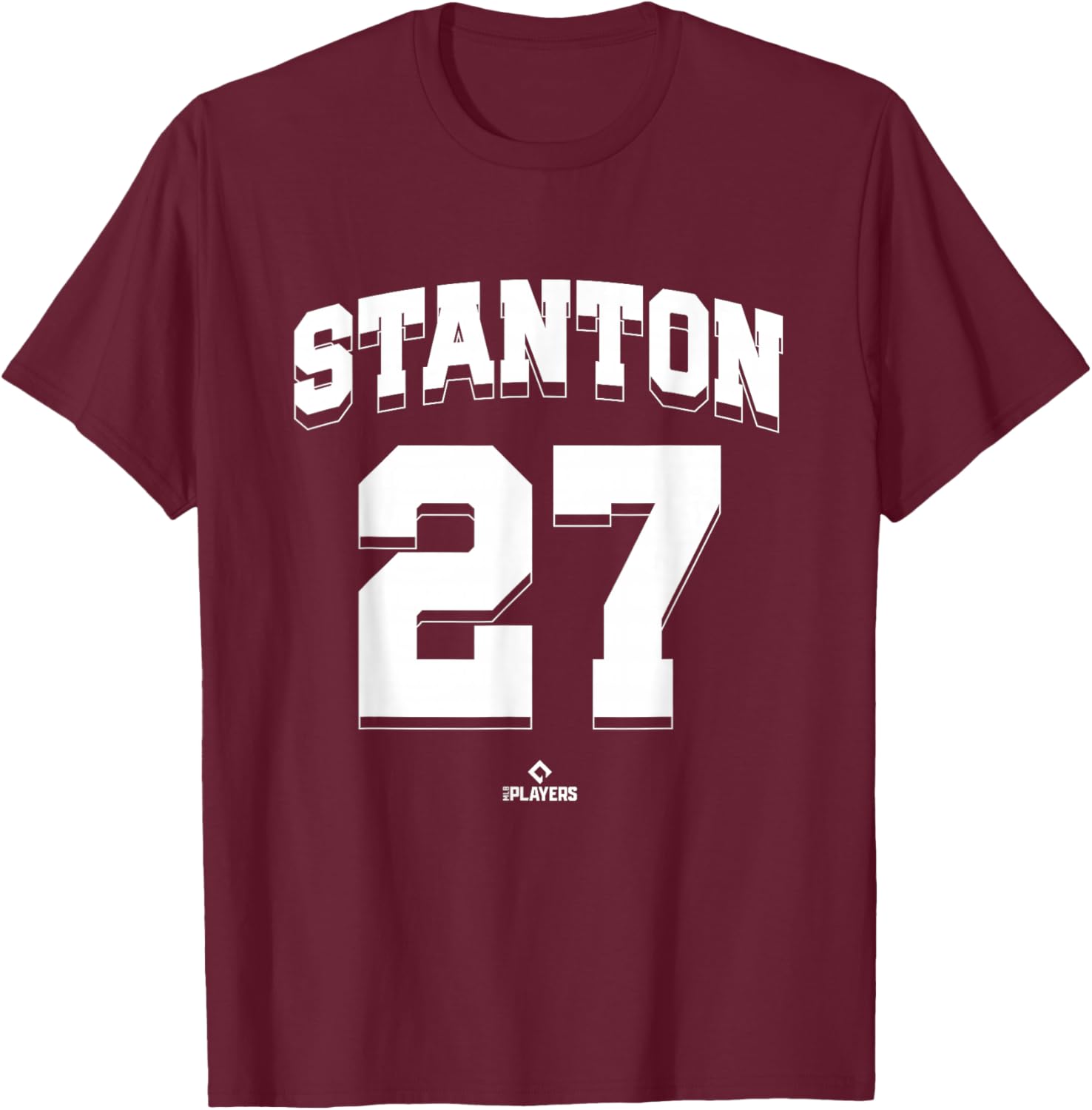 Giancarlo Stanton 27 New York MLBPA T-Shirt - T-Shirt | Maroon