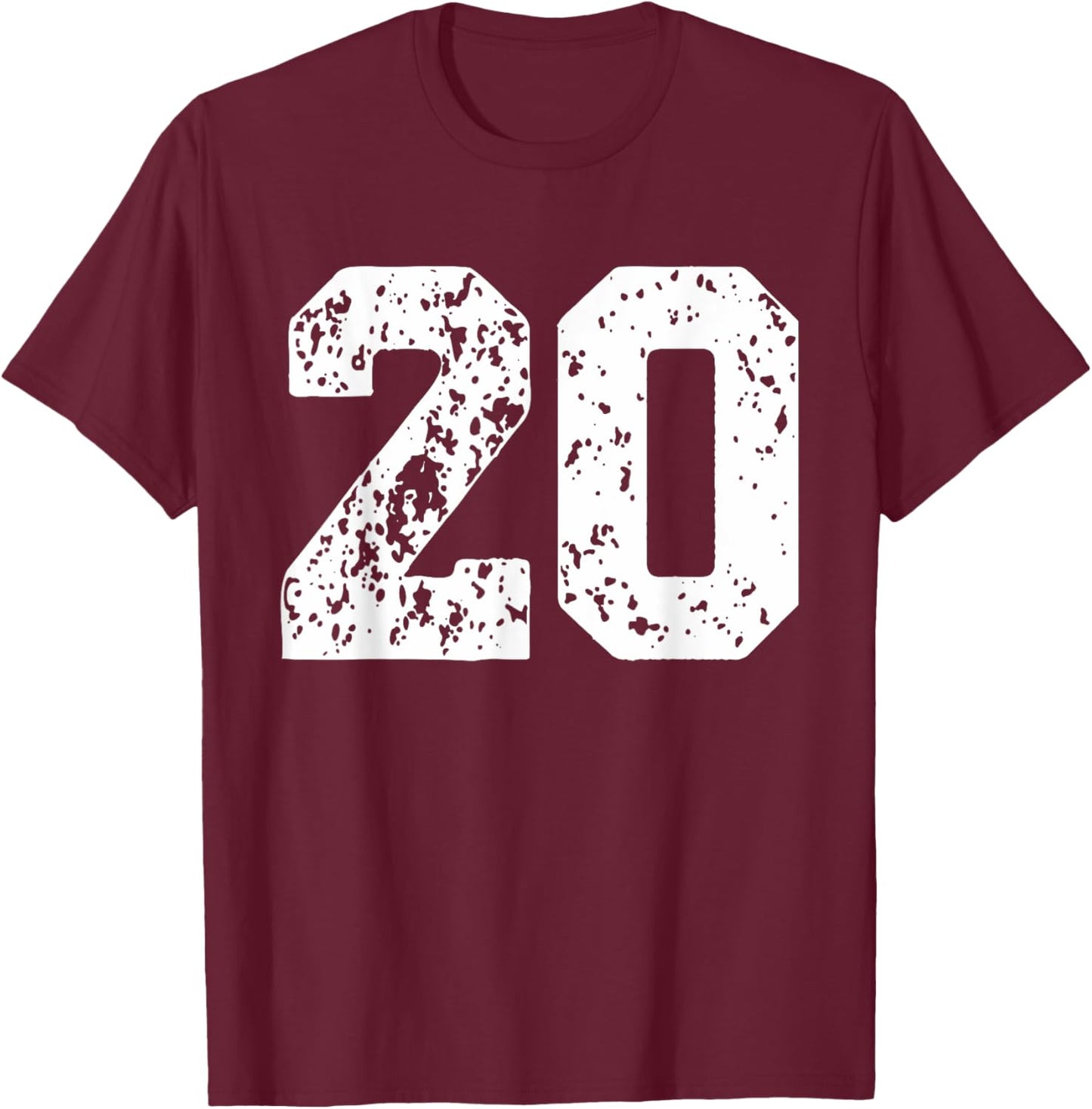 Number 20 White Best Classic College Style Birthday Funny T-Shirt - T-Shirt | Maroon