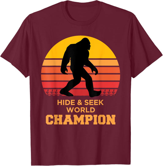 Big Foot T Shirt & Men Hide & Seek World Champion T-Shirt - T-Shirt | Maroon