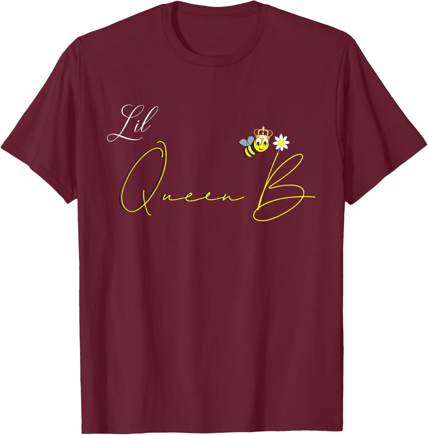 Kids Lil Queen B Shirt Bee Top Graphic Funny T-Shirt - T-Shirt | Maroon