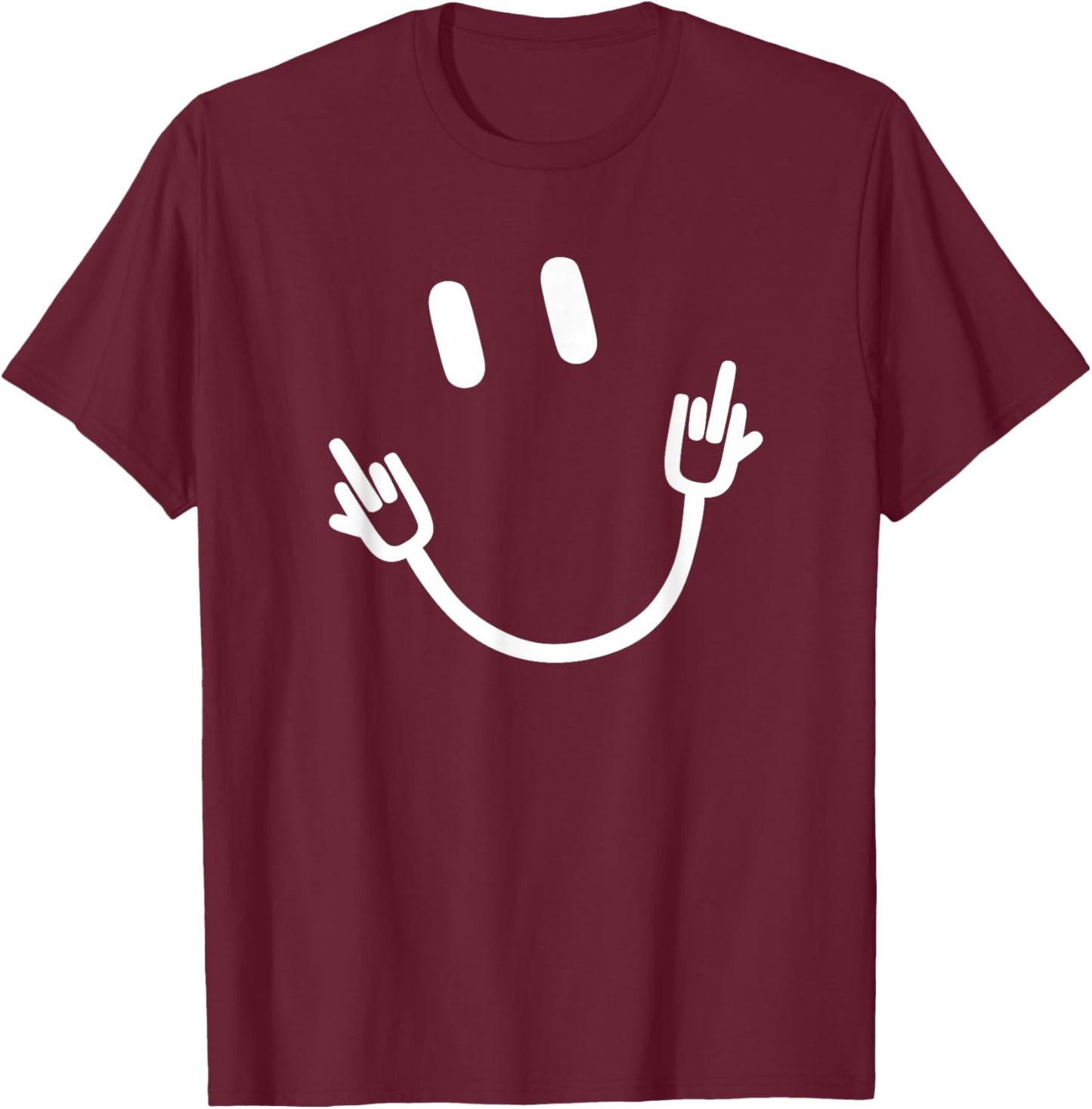 Smile Middle Finger Funny T-Shirt - T-Shirt | Maroon