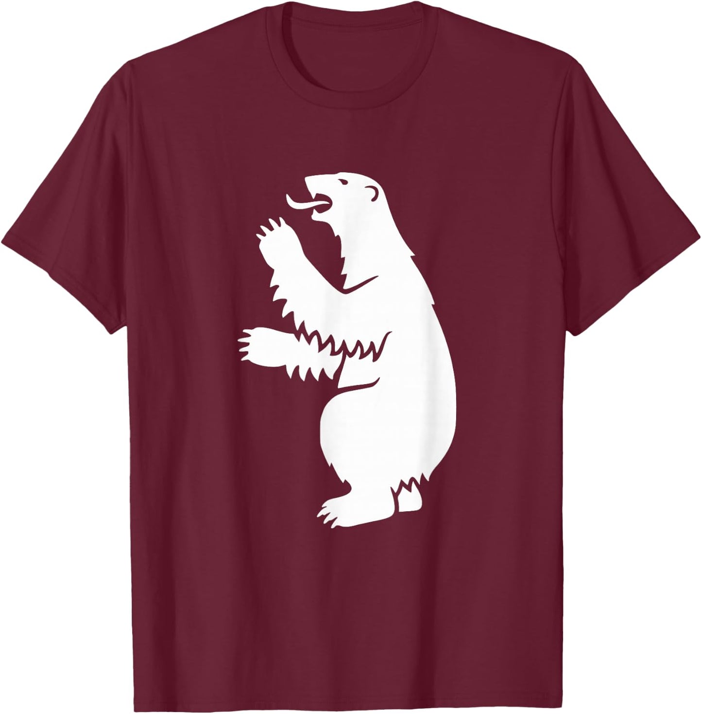Coat Of Arms Polar Bear Greenland Print T-Shirt - T-Shirt | Maroon