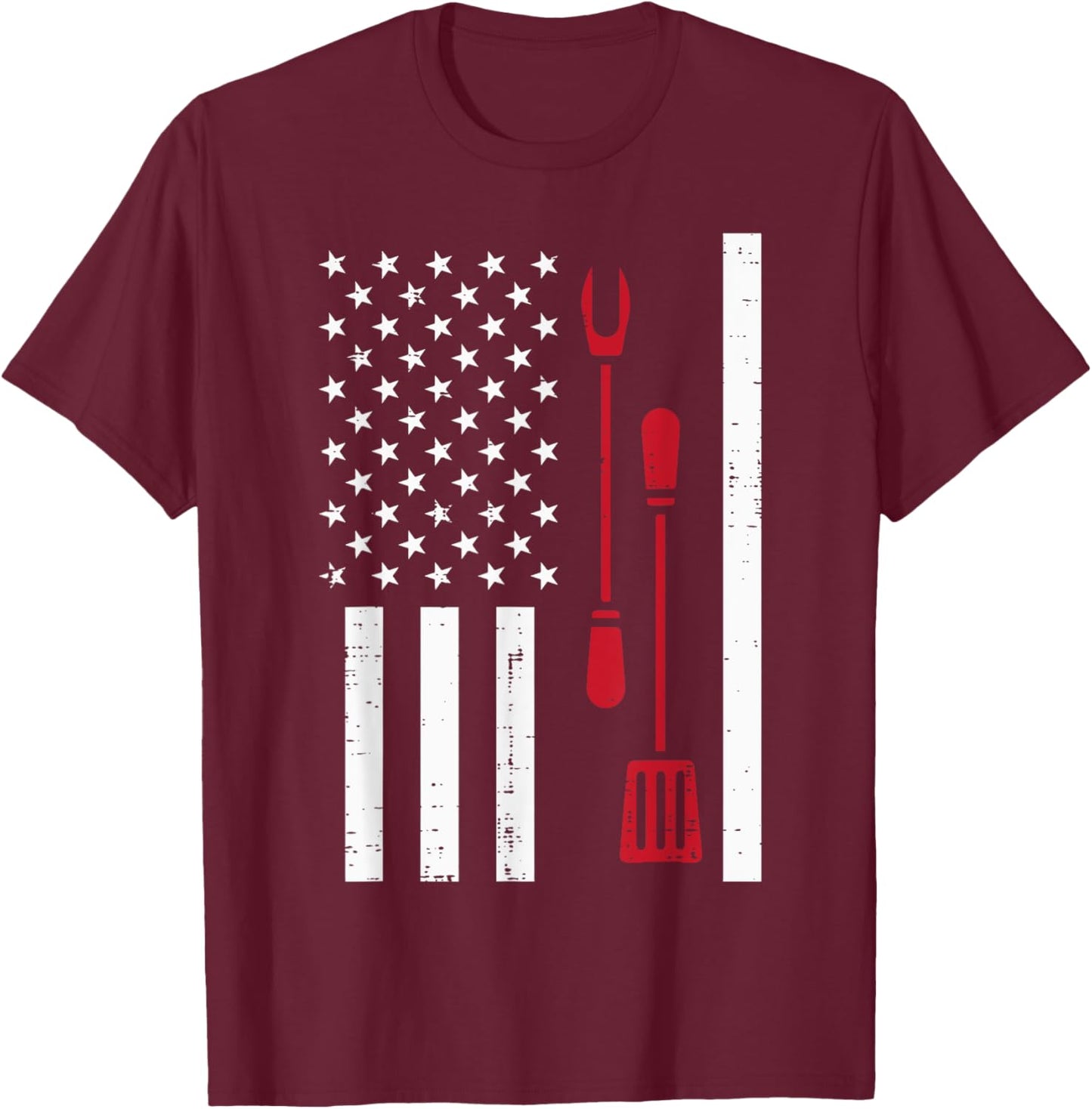US Flag Bbq Grilling Tools Barbecue 4th July Women Men Kids T-Shirt - T-Shirt | Maroon