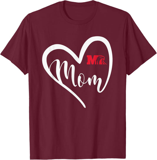Milford Eagles Logo Heart Mom HS T-Shirt - T-Shirt | Maroon