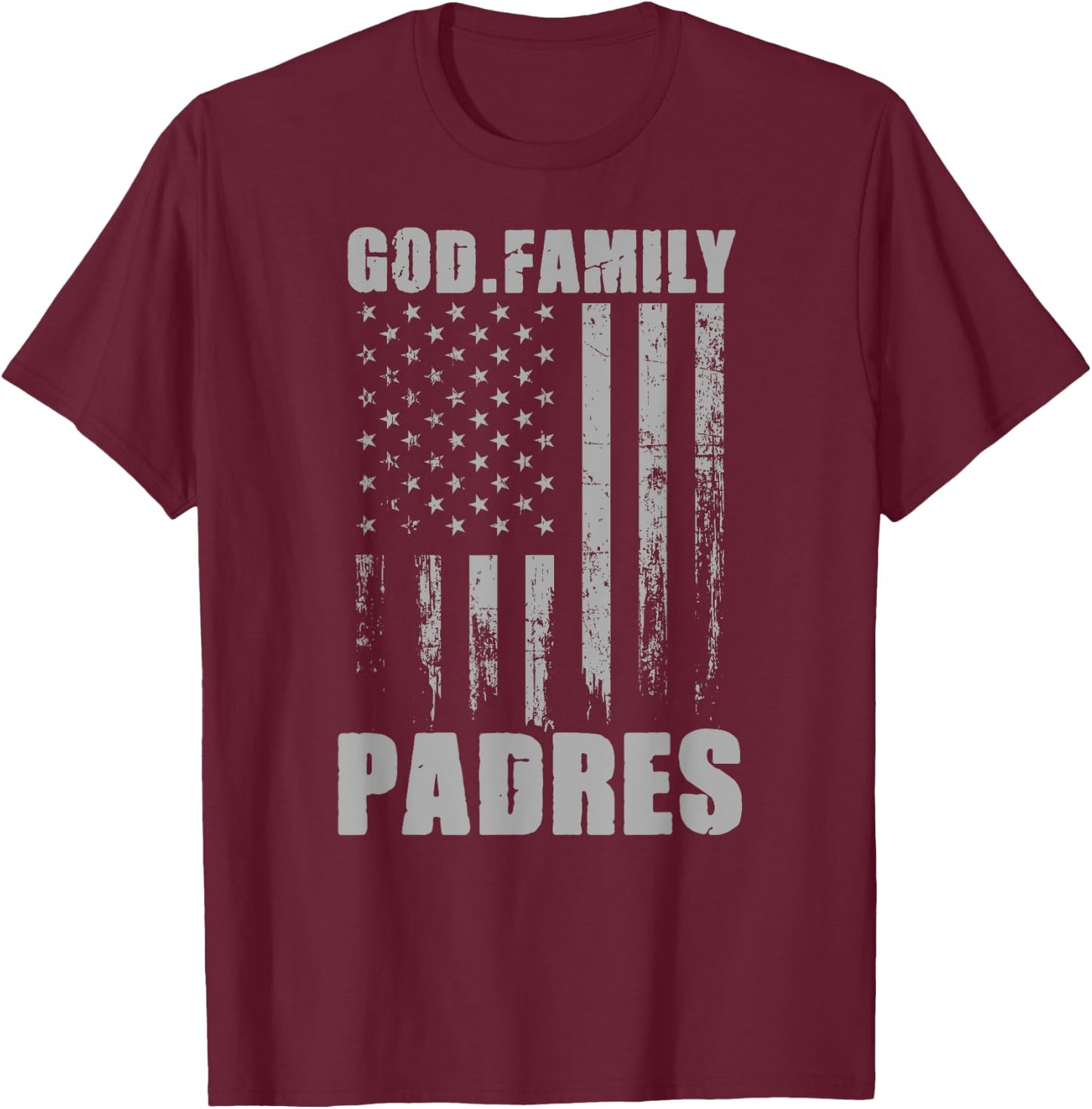 Carmel Padres God. Family. Vintage USA Flag T-Shirt - T-Shirt | Maroon