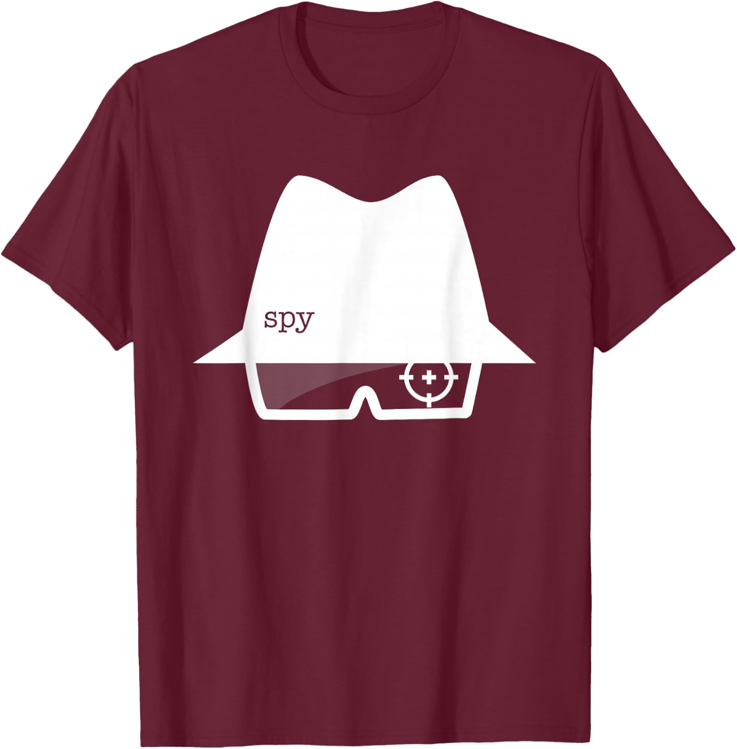 Spy Hat and Glasses Graphic T-Shirt - T-Shirt | Maroon