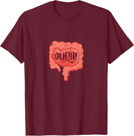 Ouch Funny Intestines Irritable Bowel Disease IBS Awareness T-Shirt - T-Shirt | Maroon
