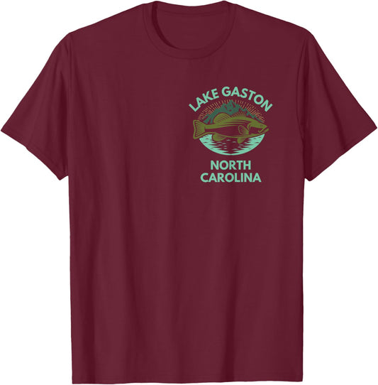 Lake GASTON North Carolina Trip Family Fishing Lake Camping T-Shirt - T-Shirt | Maroon
