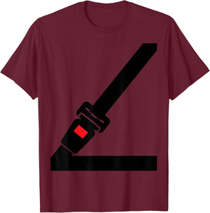 Seat Belt Women Children Funny Fake Seat Belt T-Shirt - T-Shirt | Maroon