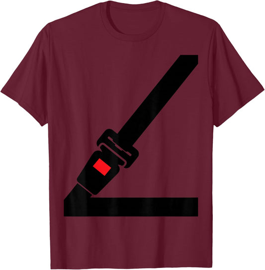 Seat Belt Women Children Funny Fake Seat Belt T-Shirt - T-Shirt | Maroon