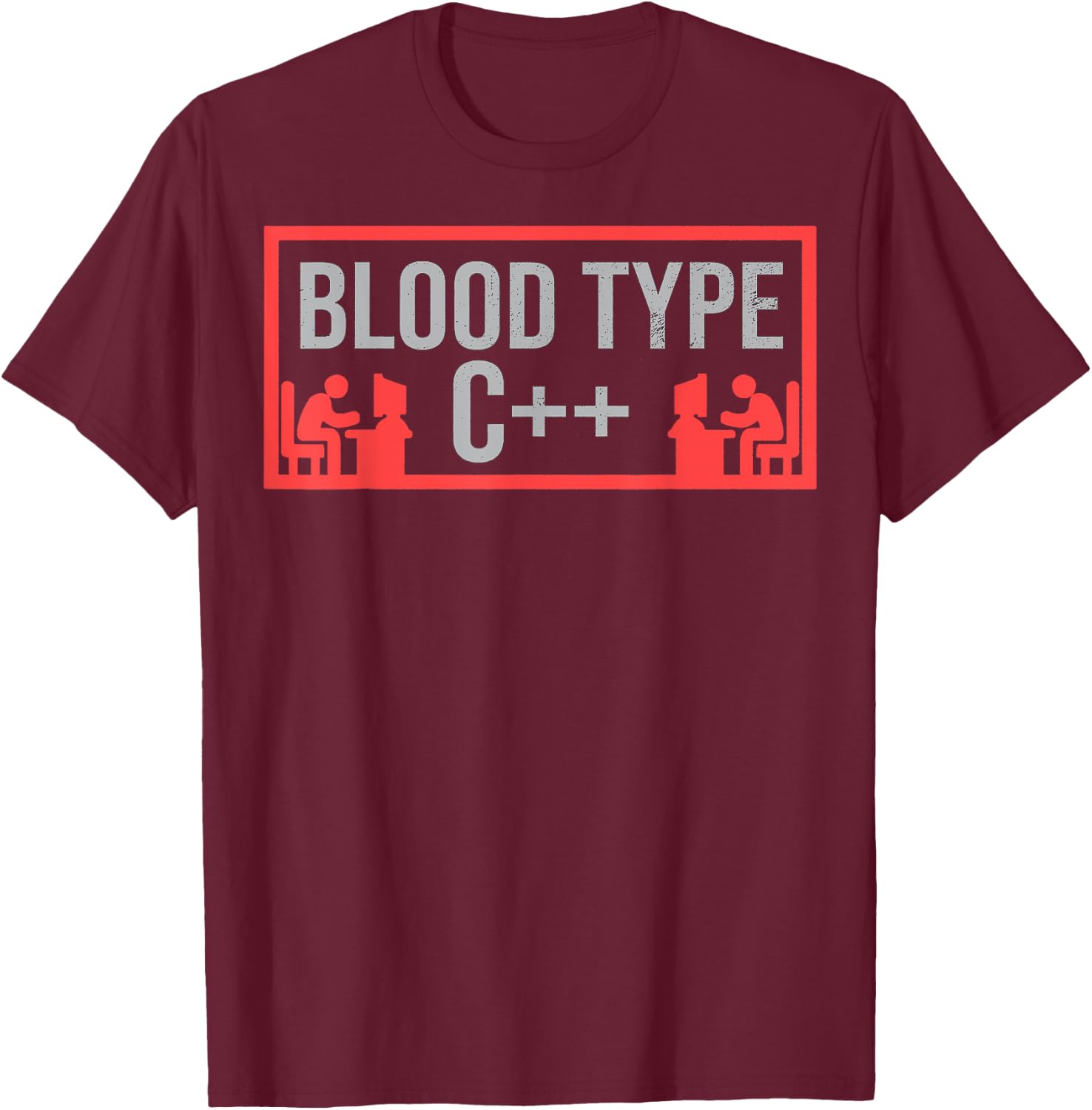 Funny Blood Type C++ IT Computer Programmer Lover Gift T-Shirt - T-Shirt | Maroon