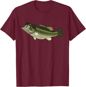 Largemouth Bass Fishing Trophy Bass Graphic T-Shirt - T-Shirt | Maroon