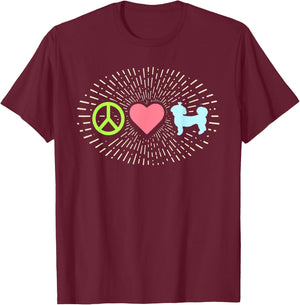 Peace Love Shih Tzu Hippy Puppy Dog Lover Shih Tzu Mom Dad Men Women Kids T-Shirt - T-Shirt | Maroon