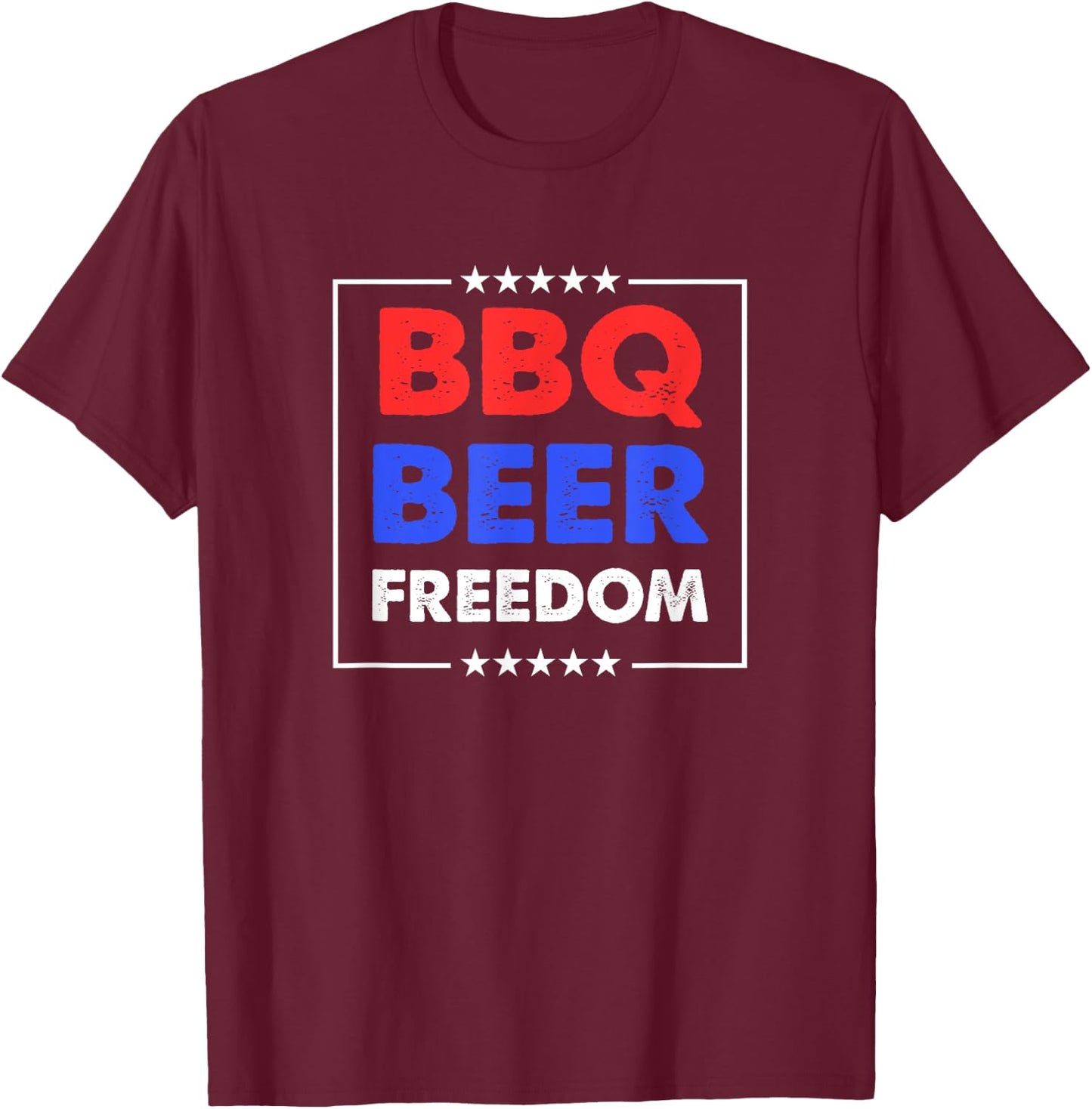 BBQ Beer Freedom Shirt | BBQ Beer Freedom T-Shirt - T-Shirt | Maroon