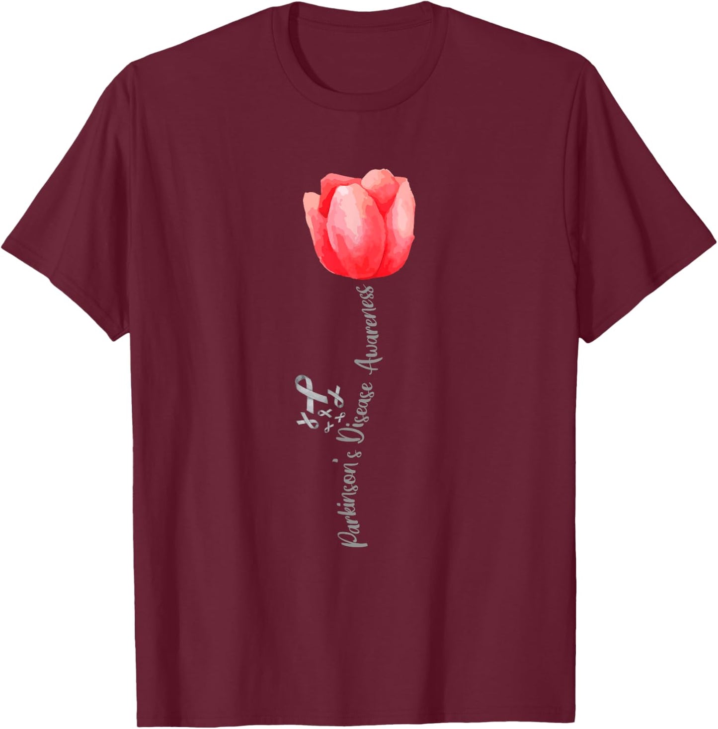 Parkinson Disease Awareness Tulip — April National Month T-Shirt - T-Shirt | Maroon