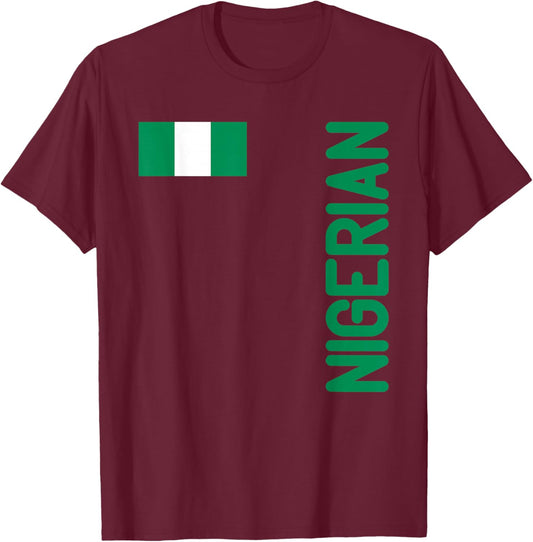 Nigerian Flag And Nigeria Roots T-Shirt - T-Shirt | Maroon