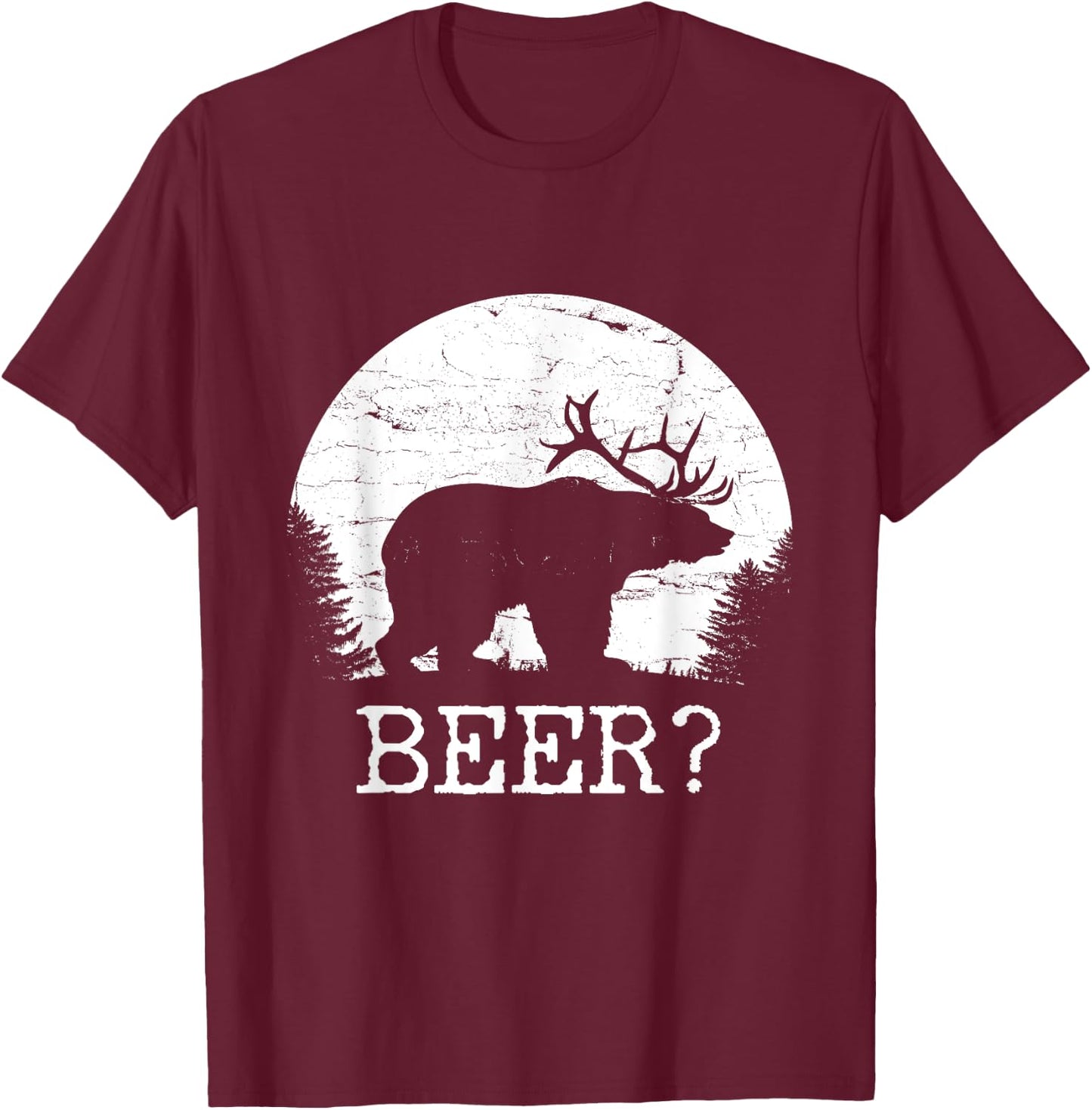 Beer, Bear, Deer, IPA, Pub | Beer, Drinking T-Shirt - T-Shirt | Maroon