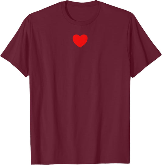 Small Red Heart Middle Trendy Simple Heart T-Shirt - T-Shirt | Maroon