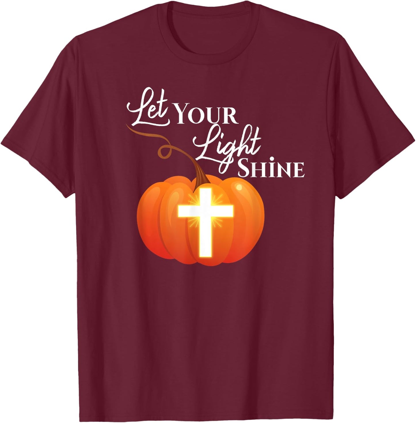 Halloween or Hallelujah Night Let your Light Shine Pumpkin T-Shirt - T-Shirt | Maroon