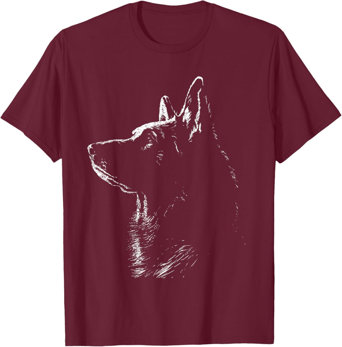 German Shepherd Silhouette T-Shirt - T-Shirt | Maroon