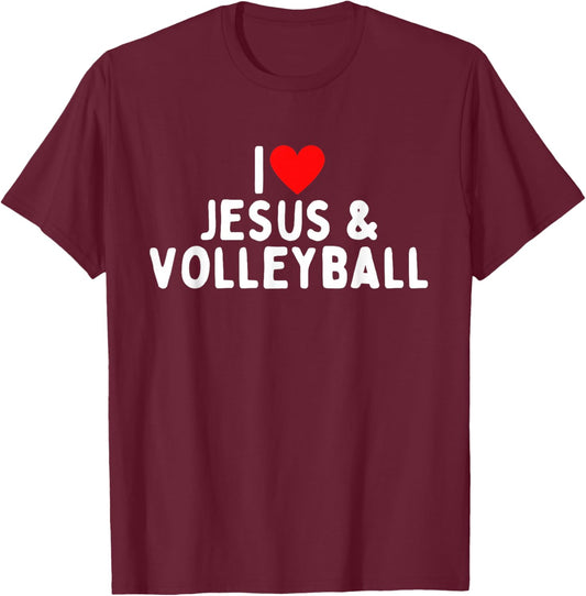 I Love Jesus And Volleyball T-Shirt - T-Shirt | Maroon
