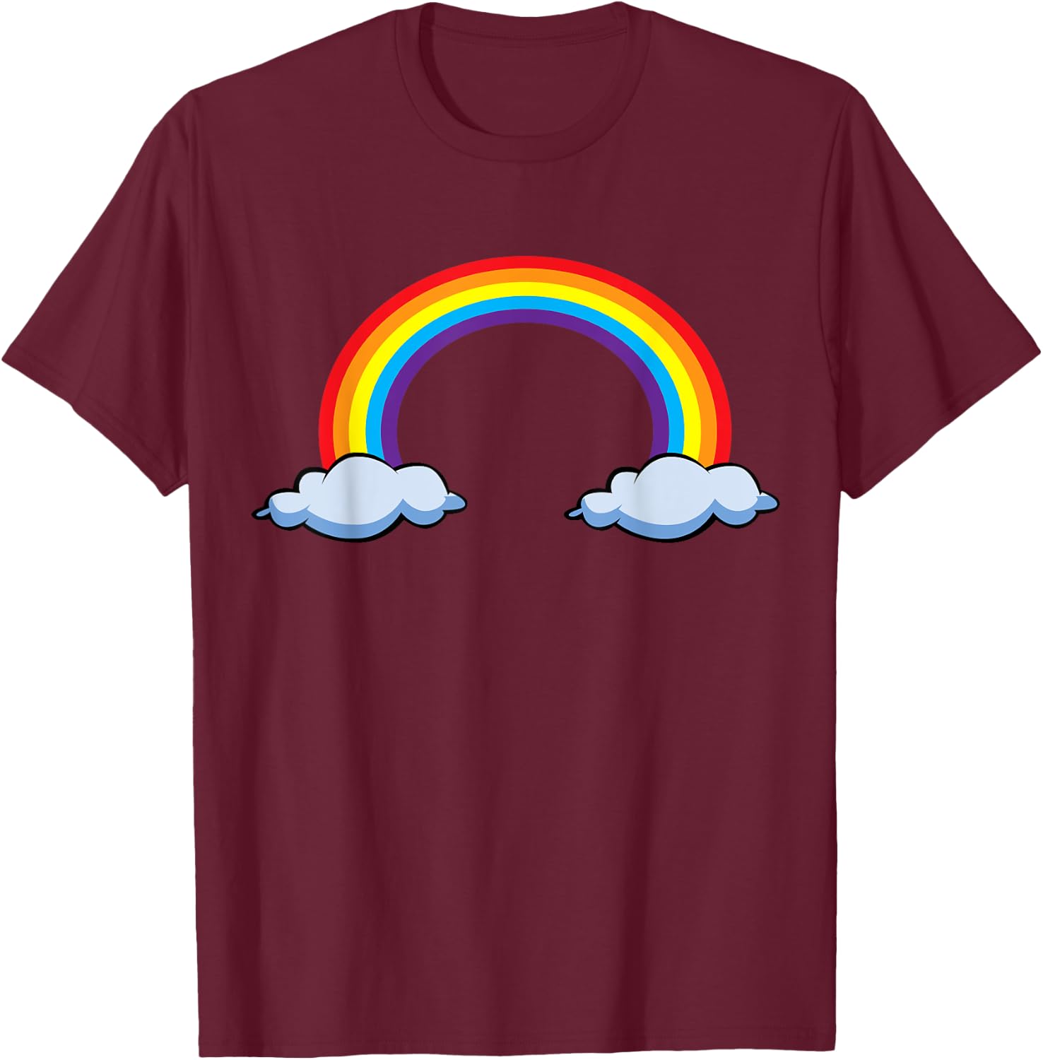 Rainbow with Clouds T-Shirt - T-Shirt | Maroon
