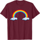 Rainbow with Clouds T-Shirt - T-Shirt | Maroon