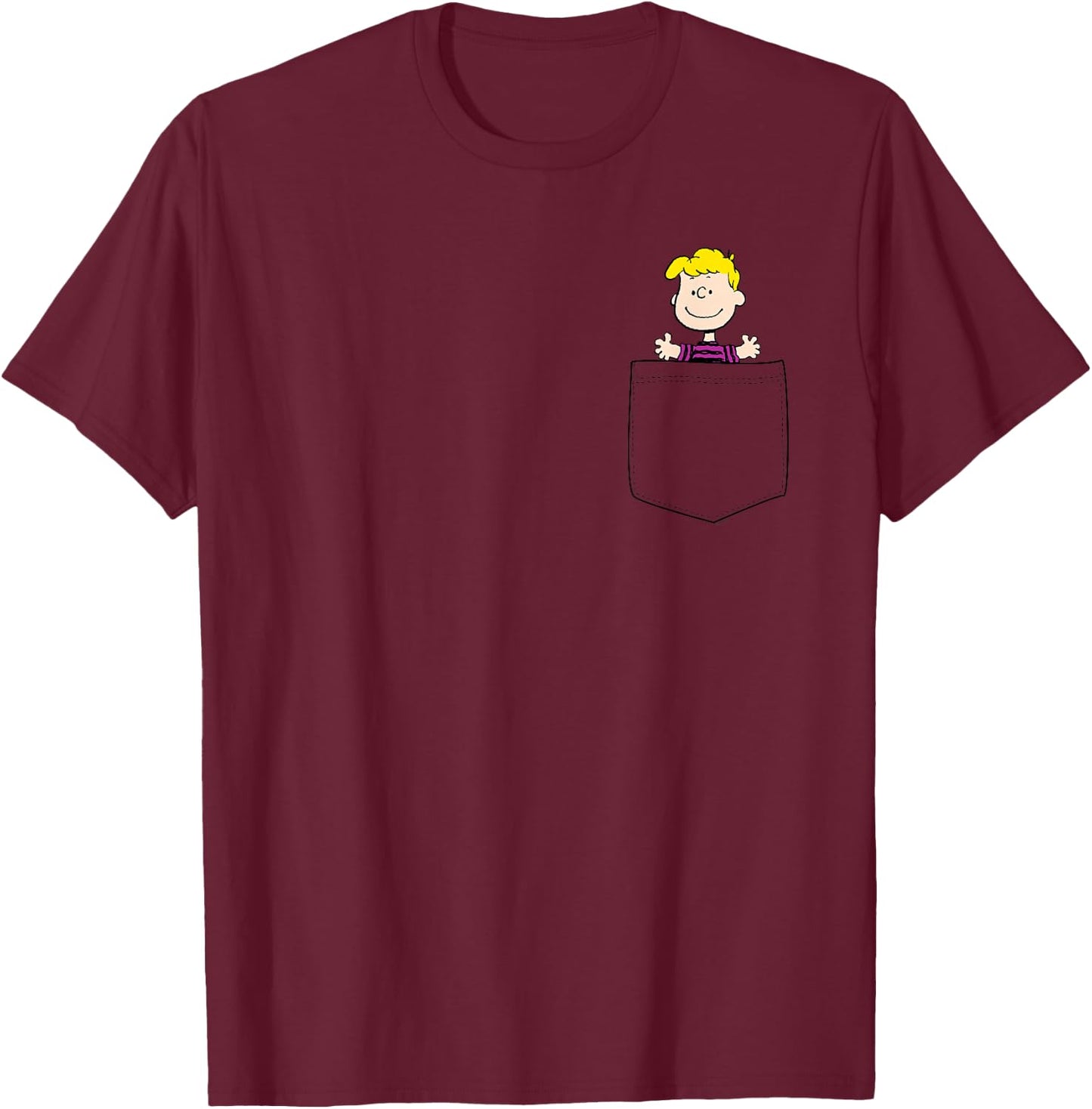 Peanuts Schroeder Faux Pocket T-Shirt - T-Shirt | Maroon