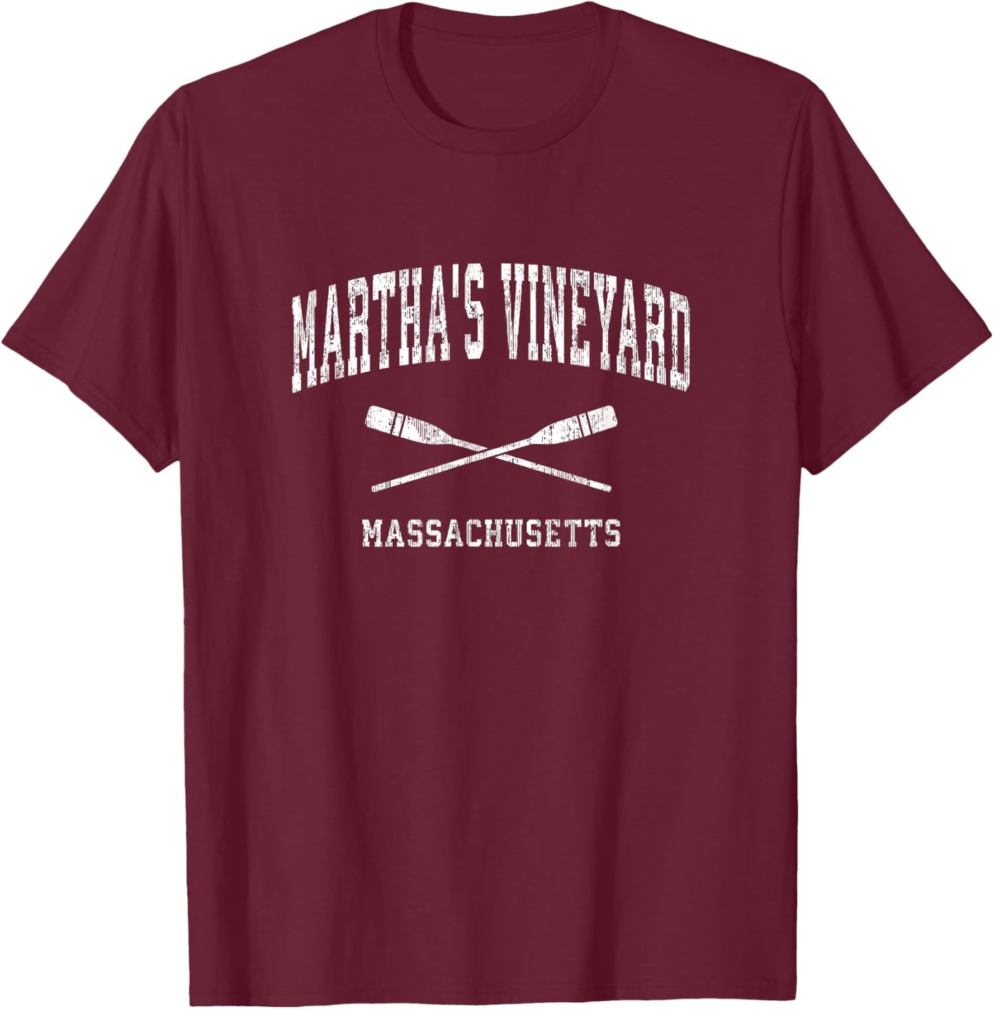 Martha's Vineyard Massachusetts Vintage Nautical Paddles Spo T-Shirt - T-Shirt | Maroon