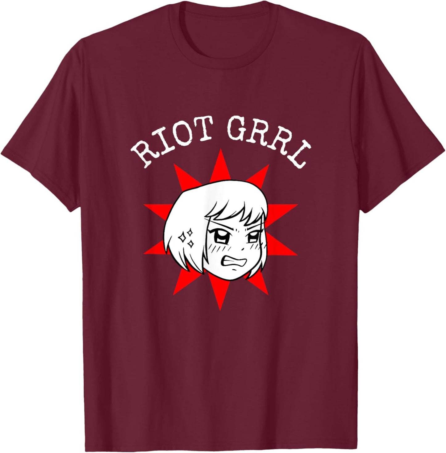 Riot Grrl Star Punk Girl T-Shirt - T-Shirt | Maroon