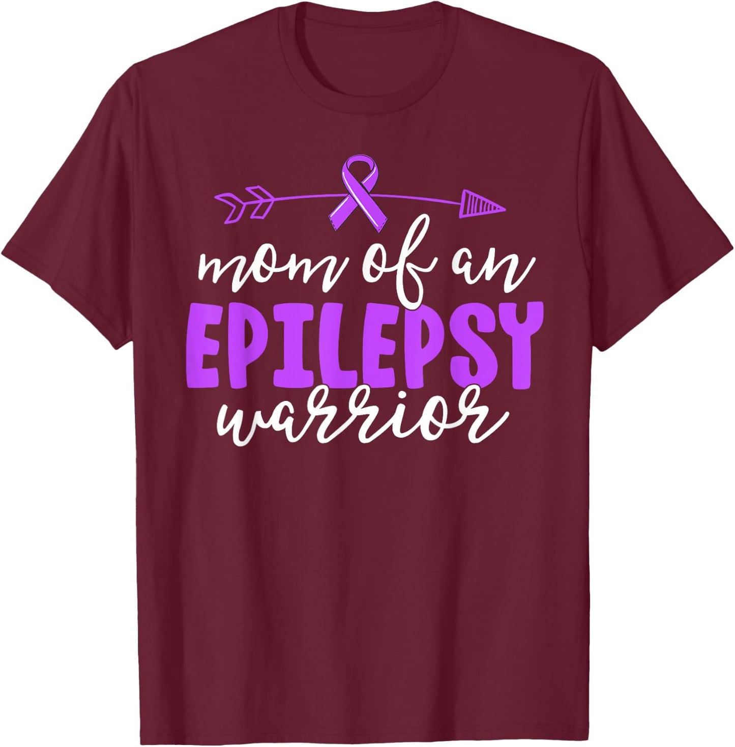 Epilepsy Mom Shirt Purple Ribbon Awareness Mother Shirt T-Shirt - T-Shirt | Maroon
