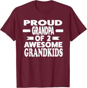 Proud Grandpa of 2 awesome Grandkids Grandpa T-Shirt - T-Shirt | Maroon