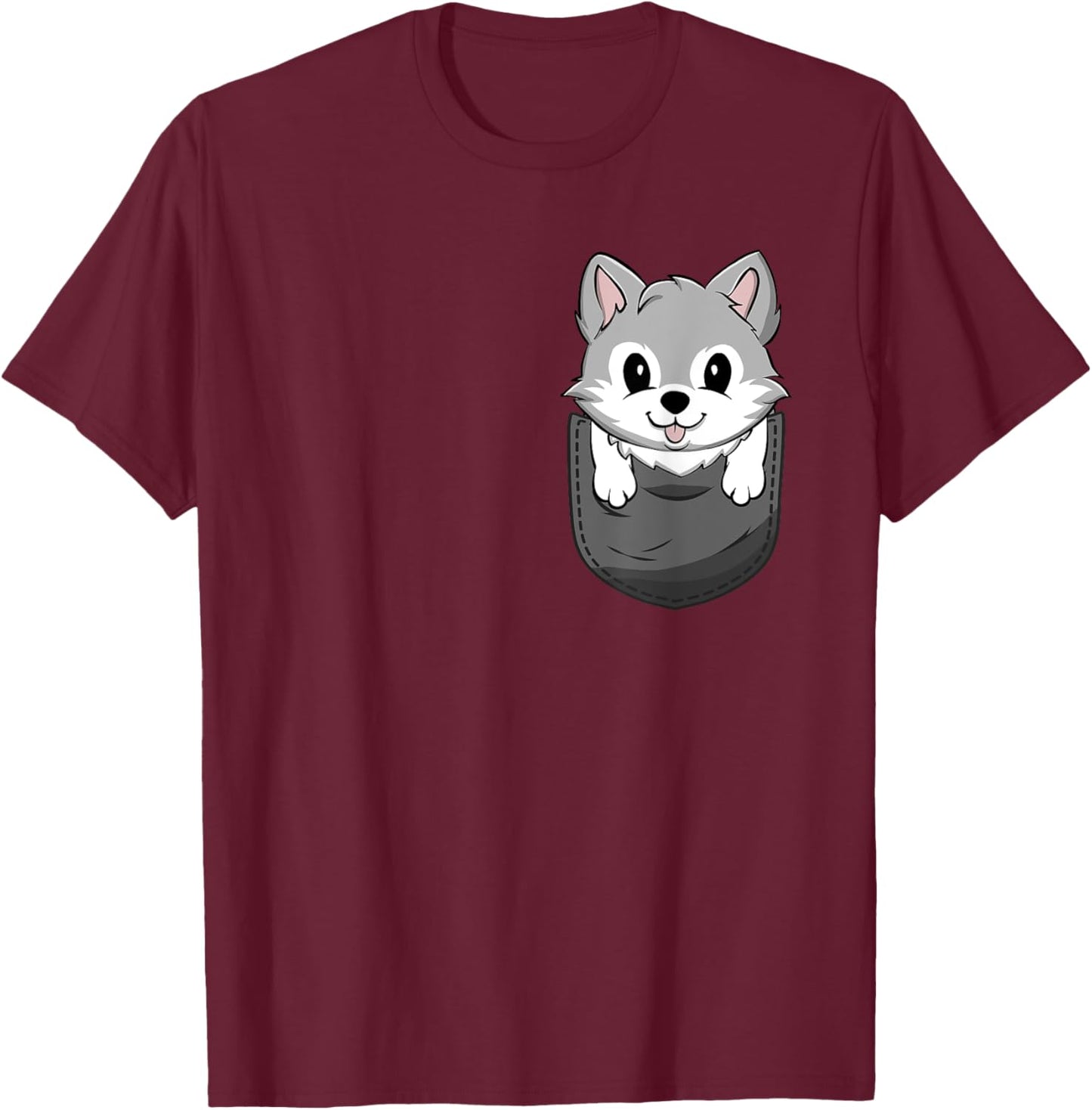 Wolf In A Pocket - Wild Animal Lover Hunter Zoology T-Shirt - T-Shirt | Maroon