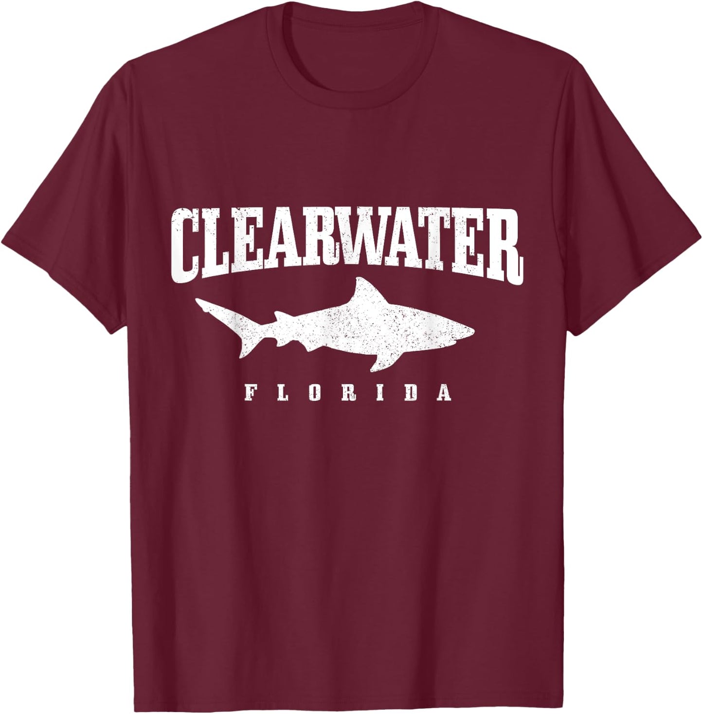 Clearwater Beach Florida Shark Scuba Diving Vintage T-Shirt - T-Shirt | Maroon