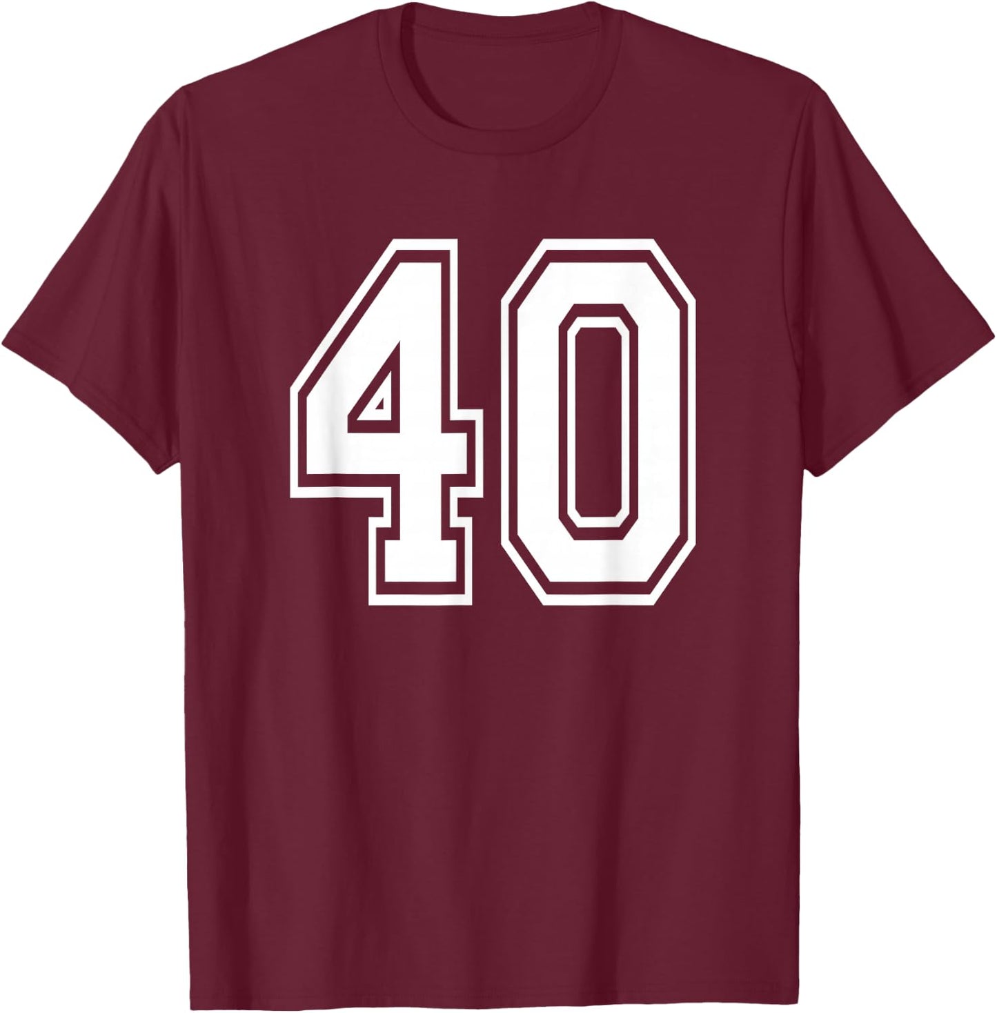 Number 40 40th Birthday Gift Player Team Numbered Jersey T-Shirt - T-Shirt | Maroon