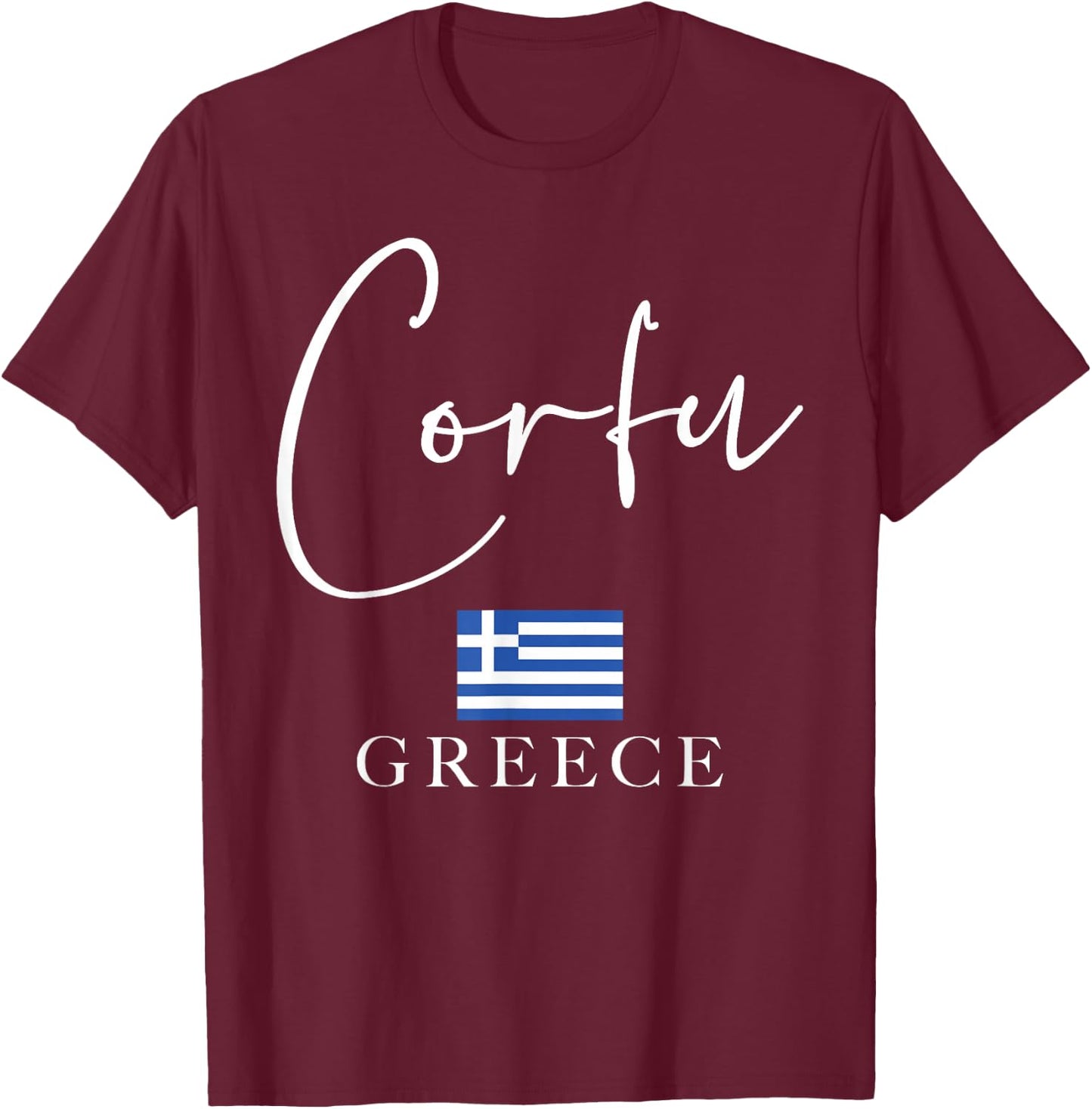 Greece Flag Vacation - Island Corfu T-Shirt - T-Shirt | Maroon