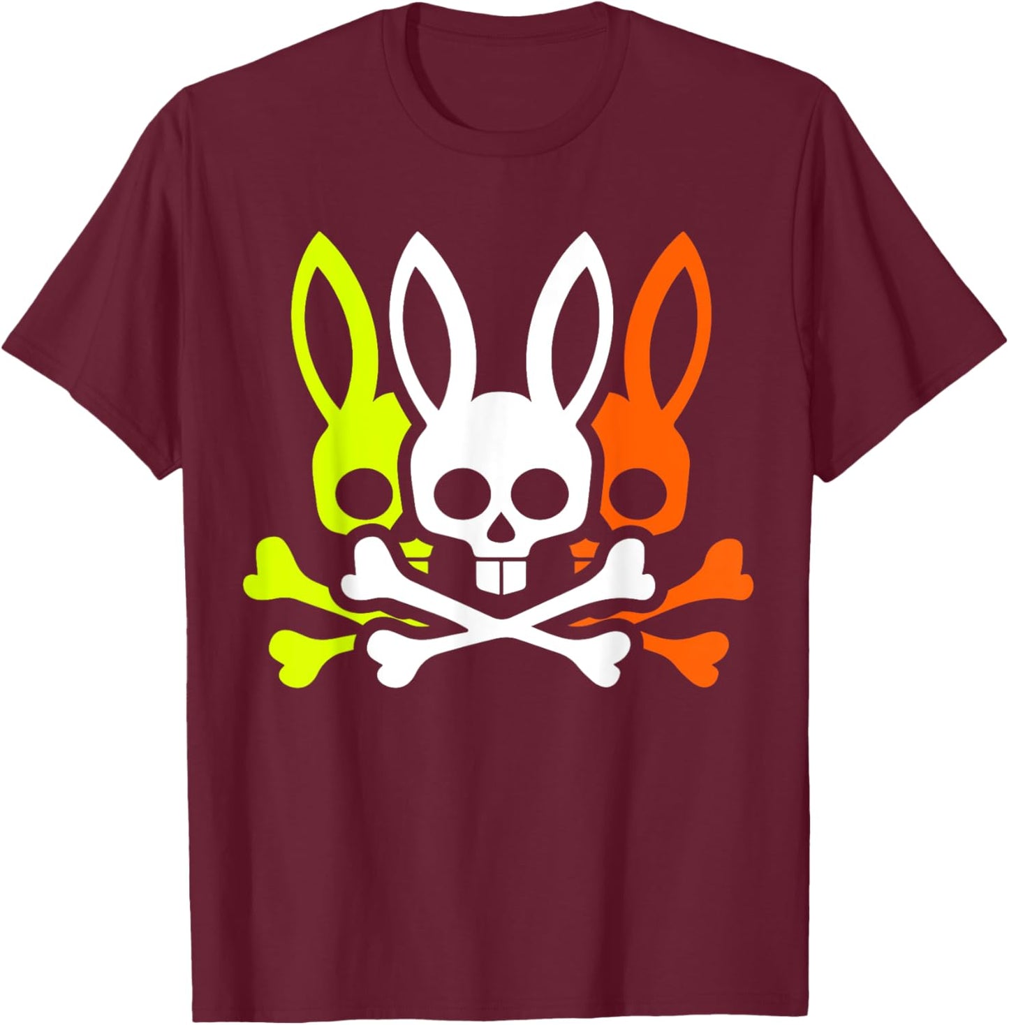 Scary Skull And Crossbones Bad Rabbit Horror Bunny Halloween T-Shirt - T-Shirt | Maroon