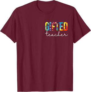 Gifted Teacher Women Tie Dye Back To School Appreciation Day T-Shirt - T-Shirt | Maroon
