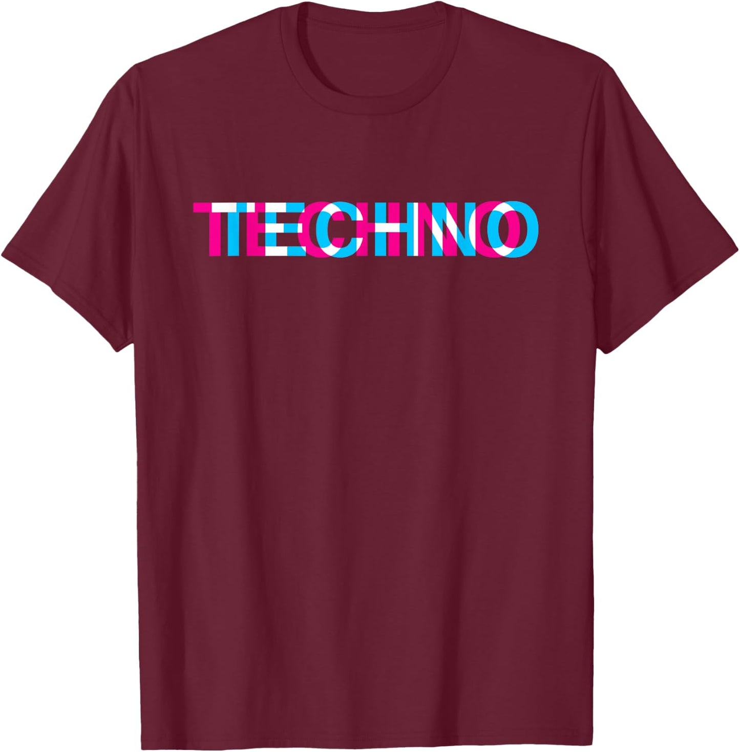 Techno Music Optical Illusion Glitch Trippy EDM Rave T-Shirt - T-Shirt | Maroon