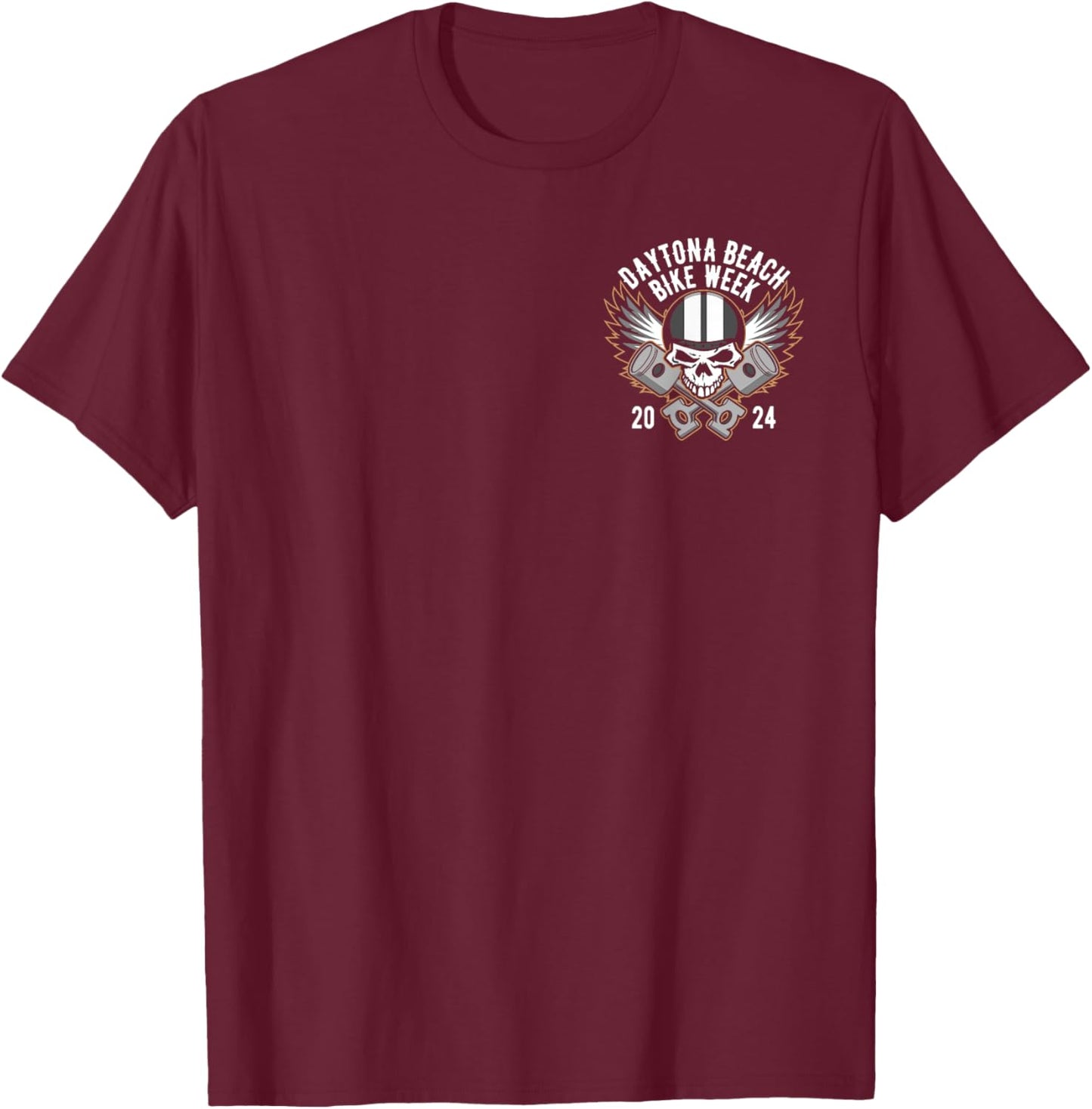 Daytona Beach Bike Week 2024 Retro Motorcycle Design T-Shirt - T-Shirt | Maroon