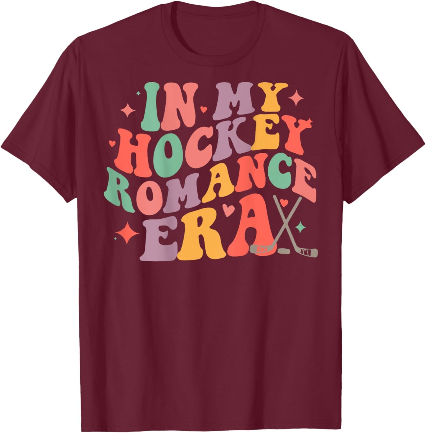 In My Hockey Romance Era, Hockey Romance Book Club (On Back) T-Shirt - T-Shirt | Maroon