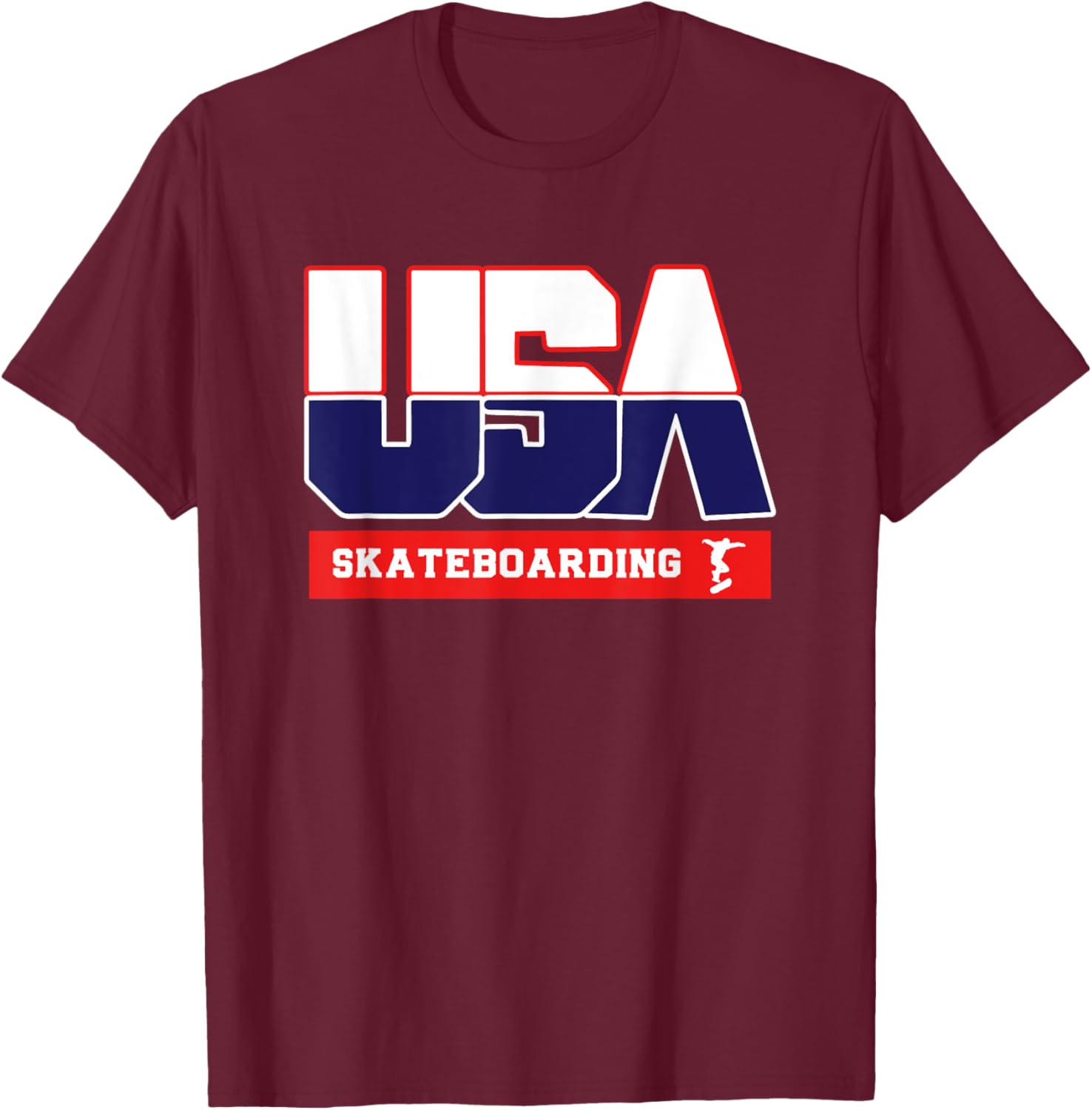 USA Team Skateboarding - men & women American sports T-Shirt - T-Shirt | Maroon